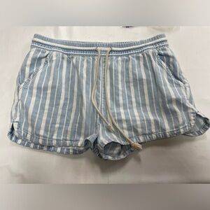 Aerie blue and white stripper cotton shorts, ver soft and light weight.